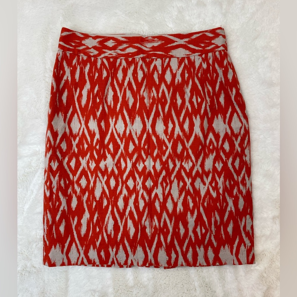 BANANA REPUBLIC Orange & Beige Ikat Print Skirt | Size 6